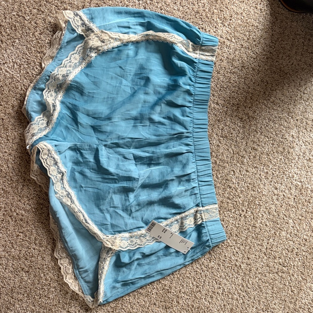 Urban Outfitters Blue Lace-Trim Sleep Shorts - Women Intimates